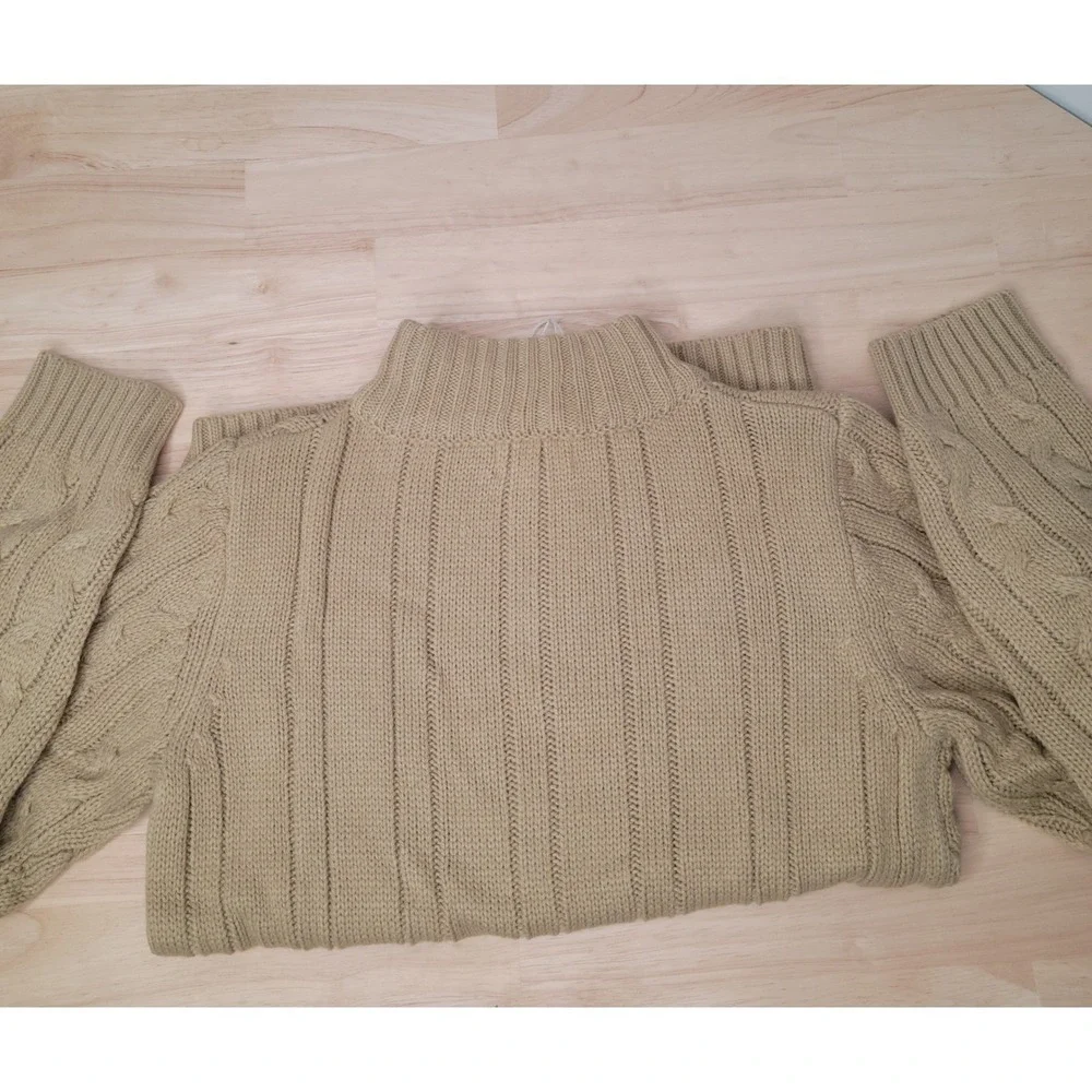 Arshiner Quarter Zip Sweater‎ Kids Size 140 Tan Cable Knit Mock Neck Pullover